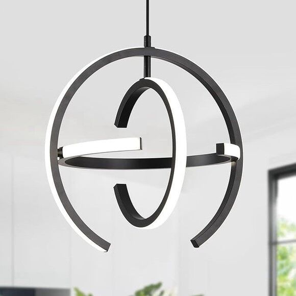 Q & S Other - Q &S Modern Chandelier Black Round Globe LED Pendant Light Entry Dining New